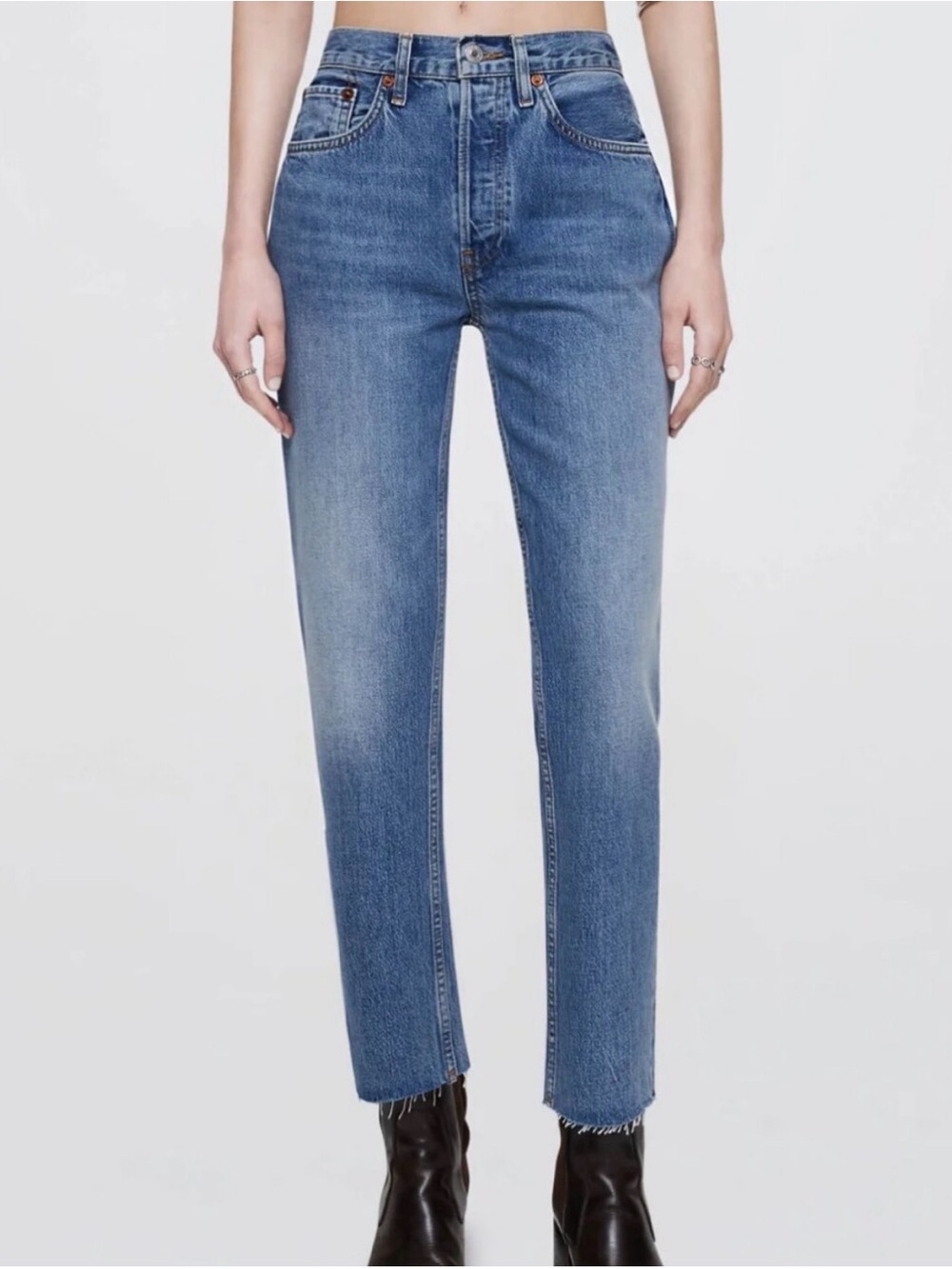 RE/DONE 70s Ultra High Rise Stove Pipe Jeans size 27